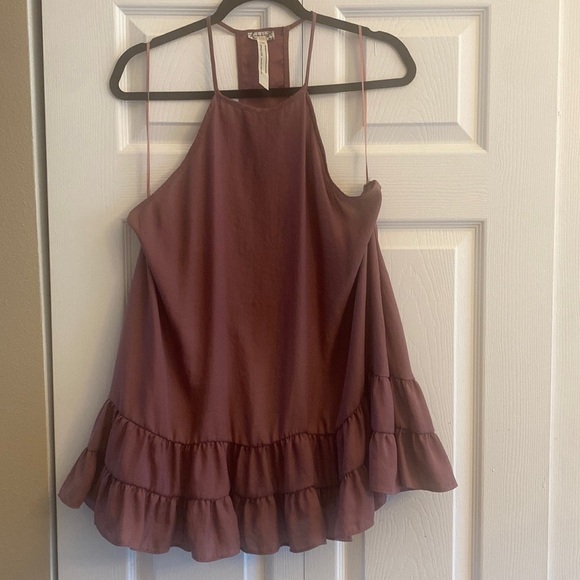 Intimately Free People mauve short ruffle dress racerback XS mini slip dress - Picture 1 of 5